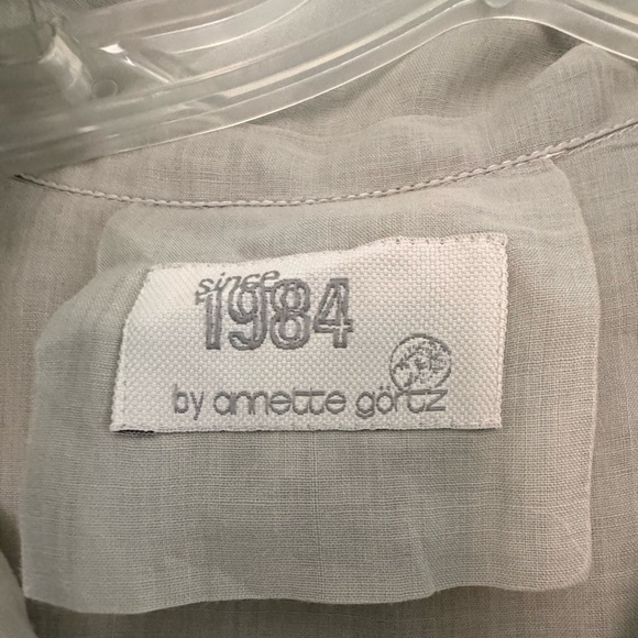 ANNETTE GÖRTZ Sheer Button Down Linen Dress In Sage Green - Picture 4 of 8